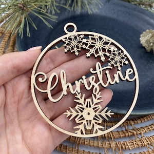 KERST houten decor kerstballen gepersonaliseerd ornament lasergesneden namen KERST aangepaste cadeaulabels met naam houten kerstdecor