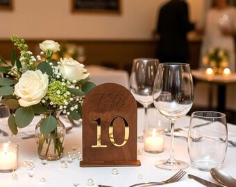Hölzerne Hochzeit Gold Tischnummer - Hochzeit Tisch Dekor, Rustikale Hochzeit vom Land, Benutzerdefinierte Tischschild, Tischnummern, Tisch Namen Zeichen, Ereignis