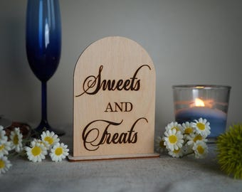 Personalized Sweets and Treats Table Sign: Acrylic & Wood Wedding Decor