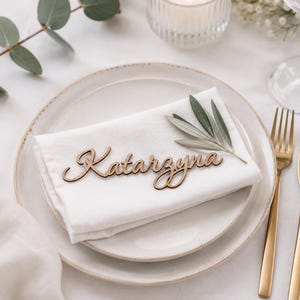 Wooden Wedding Place Names | Laser Cut Personalized Name Cards | Custom Wedding Place Cards | Table Setting Decor