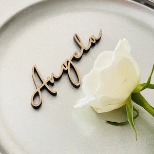 Naamcouvert, goudhouten naamplaatskaart, plaatskaart bruiloft Gepersonaliseerde plaatsnaam bruiloft Lasergesneden namen tafel bruiloftsdecor
