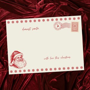 Plantilla de postal navideña vintage con carta de Papá Noel para descargar