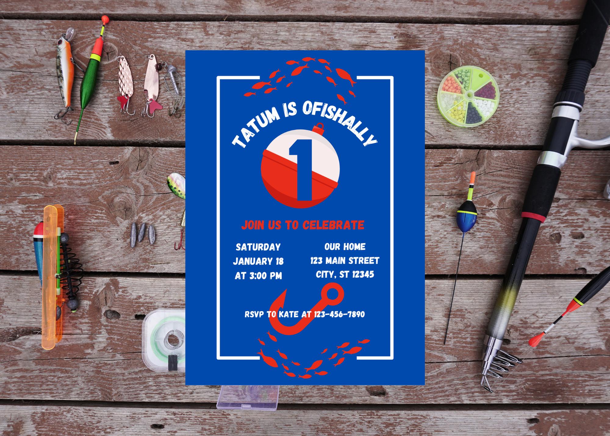 Canva Template Fishing Birthday Invite - Etsy