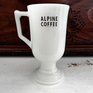Alpine Coffee Zum Deutschen Eck Chicago Vintage Milk Glass Mug image 1