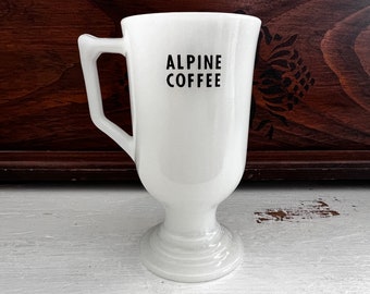 Alpine Coffee Zum Deutschen Eck Chicago Vintage Milk Glass Mug