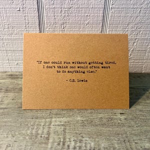 Running quote C.S. Lewis blank note card vintage typewriter font