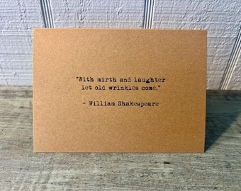 Shakespeare Birthday Card: Vintage Typewriter Quote, Blank Inside