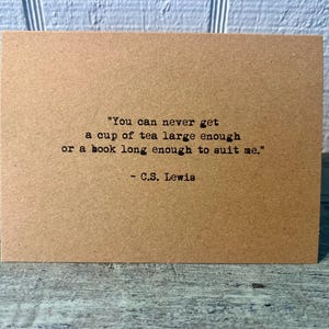 C.S. Lewis book lover quote blank note card, vintage typewriter font