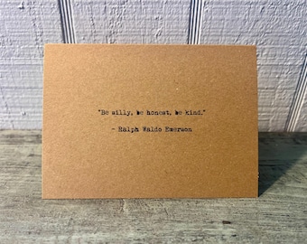 Emerson Quote Card: Vintage Typewriter Font, Kraft or White