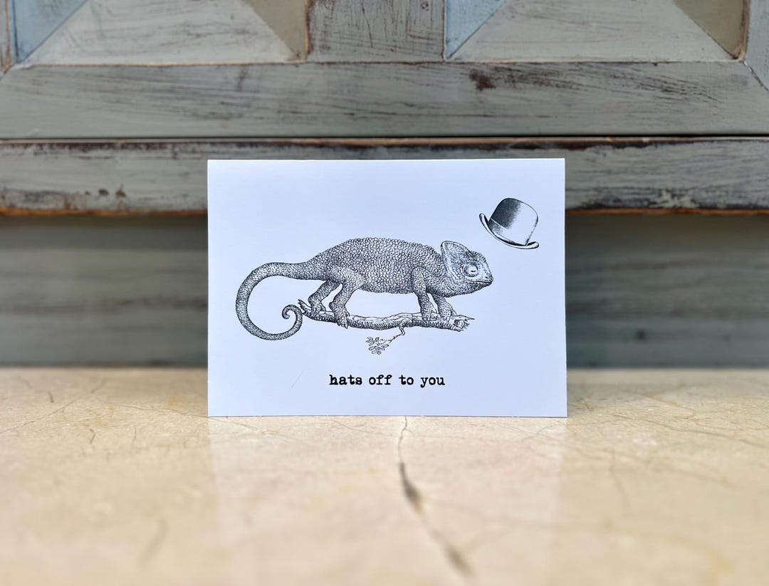 Congratulations Lizard Hats off Lizard Card | Funny Congratulations Greeting - Etsy