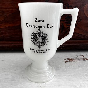 Alpine Coffee Zum Deutschen Eck Chicago Vintage Milk Glass Mug image 2