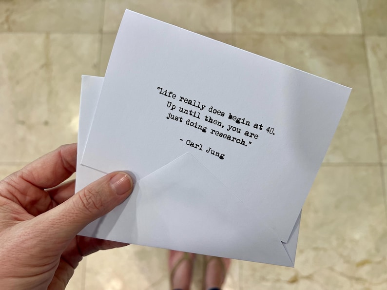 40th birthday card Carl Jung quote vintage typewriter font blank inside image 3