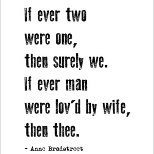 Anne Bradstreet love poem printable quote instant download
