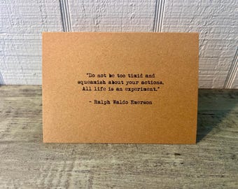 Ralph Waldo Emerson life wisdom inspirational card vintage typewriter font blank inside