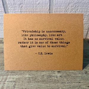 C.S. Lewis friendship quote card in vintage typewriter font