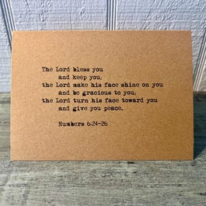 Aaronic Blessing scripture blank notecard in vintage typewriter font