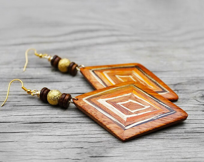 African Wood Earrings Wood Earrings Afrocentric Earrings Etsy