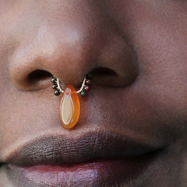 Fake Septum Ring nep neusringen, gouden gevulde Septum Ring, nep neus Piercing, Tribal neusring, Wild Child nep tussenschot neus Ring V2