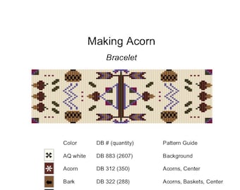 Making Acorn Bracelet Cuff Loom Square Stitch Beadwork Pattern PDF