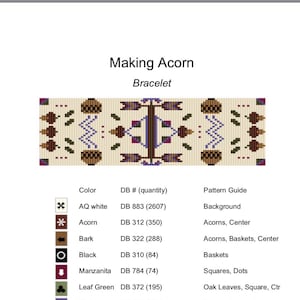 Making Acorn Bracelet Cuff Loom Square Stitch Beadwork Pattern PDF