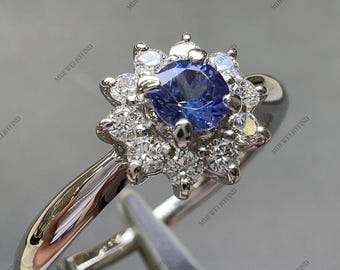 Vintage Sapphire Ring, Sterling Silver, Engagement Ring.