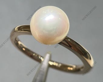 Natural Pearl Gemstone Ring 925 Sterling Silver Gift For Her Engagement Ring.
