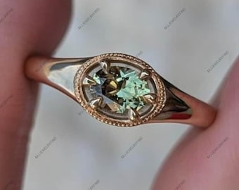 Oval Teal Sapphire Ring, 925 Sterling Silver, American Diamonds