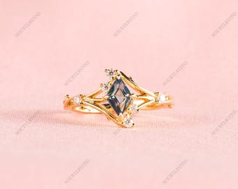 Anillo de zafiro azul verdoso, plata de ley 925, detalles de diamantes americanos