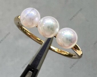 Natural Pearl Gemstone Ring 925 Sterling Silver Gift For Her Engagement Ring.