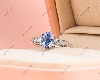 Vintage Sapphire Ring: Sterling Silver September Birthstone Engagement Ring