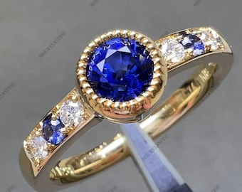 Rare Blue Sapphire Ring, Sterling Silver, Engagement Ring Gift For Her.