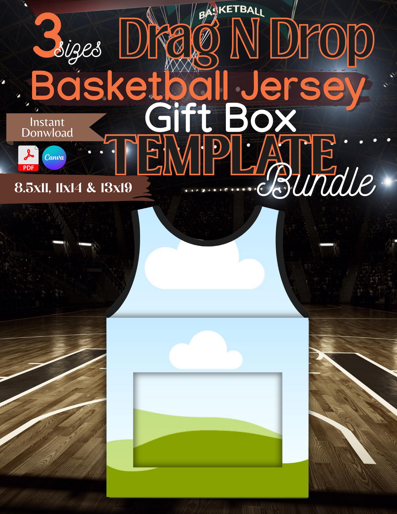 3 Sizes Drag N Drop Half Basketball Jersey Gift Box Template, Drag N ...