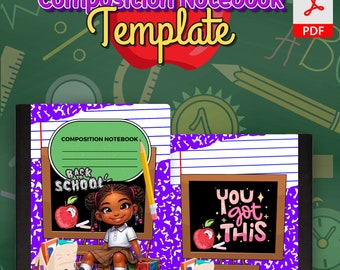 Editable Back 2 School Composition Notebook Template, Back to School Mockup Template Included, Canva Link, PDF Link, Digital Files ONLY