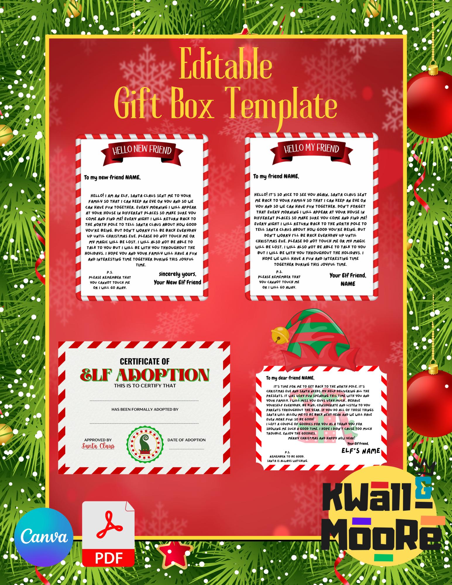 Editable Elf Letters Template, Adoption Letter, Hello Letters, Goodbye Letter, Canvas Link, PDF Link, Digital Files ONLY