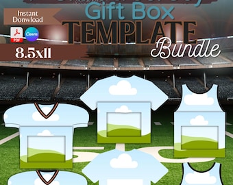 8.5x11 Drag N Drop Jersey's and T-Shirt Gift Box Template Bundle, Custom Gift Box, Foam Board Gift Box, Canvas Link,PDF File