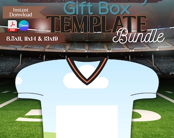 3 sizes Drag N Drop Football Jersey Gift Box Template, Drag N Drop, Foam Board Gift Box, Canvas Link,PDF File, Digital File ONLY