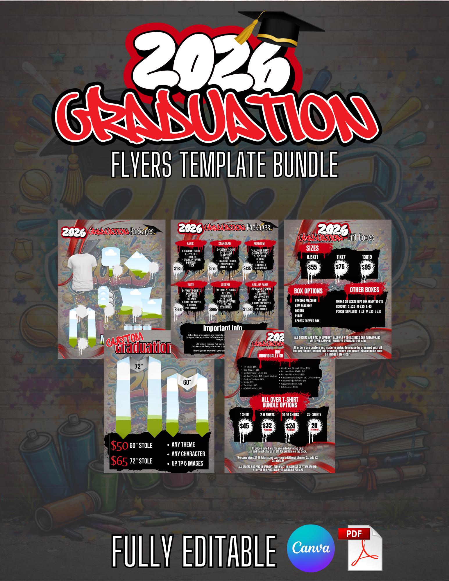 2026 Graduation Merch Flyer Template Bundle - Etsy
