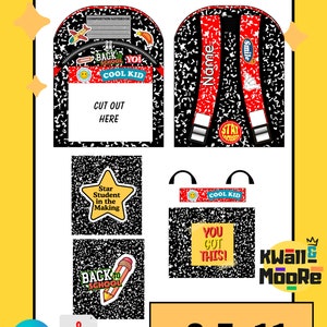Plantilla editable de caja de regalo para mochila con composición, caja de regalo, caja de regalo personalizada, caja de cartón pluma, enlace de lienzo, enlace PDF, solo archivos digitales