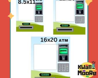 3 Size Blank ATM Machine Template, Gift Box, Custom Gift Box, Foam Board Box, Canvas Link, PDF Link, Digital Files ONLY