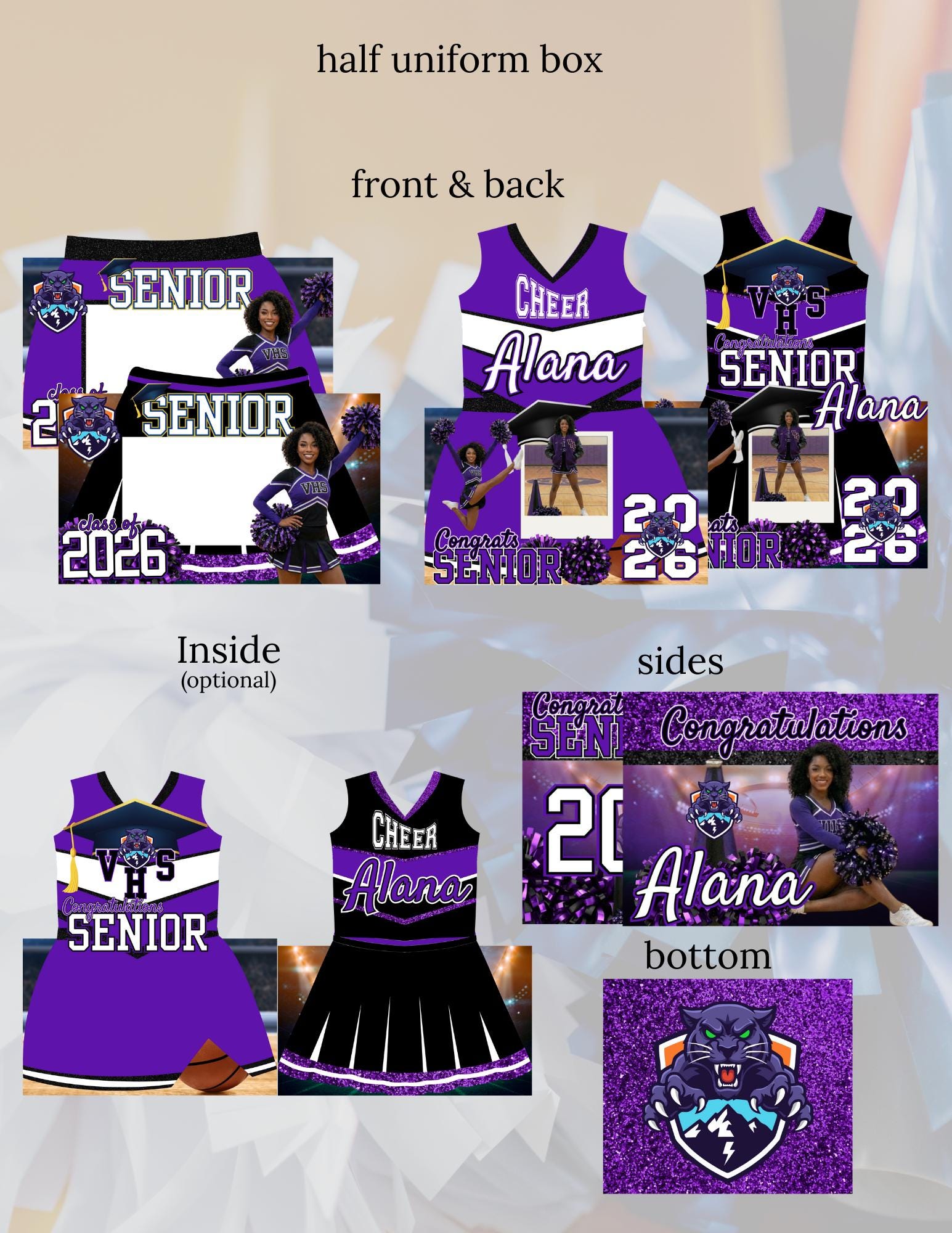 Cheerleading Gift Box Template Bundle - Etsy