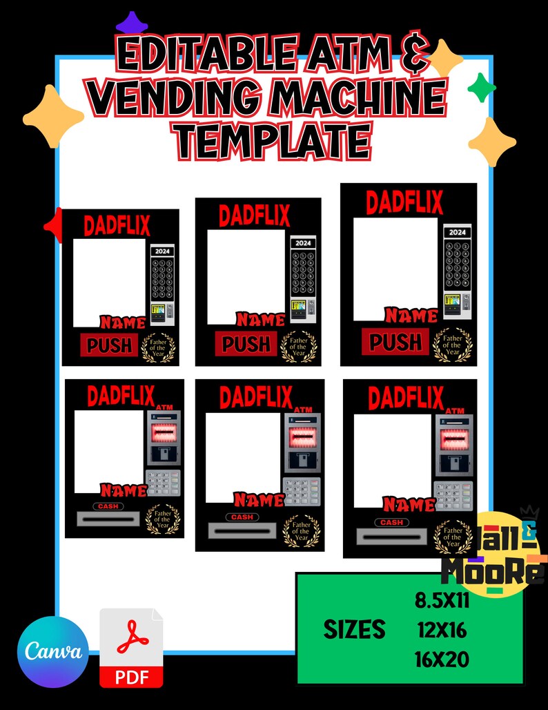 3 Sizes Dadflix Theme Father's Day ATM & Vending Machine Gift Box ...