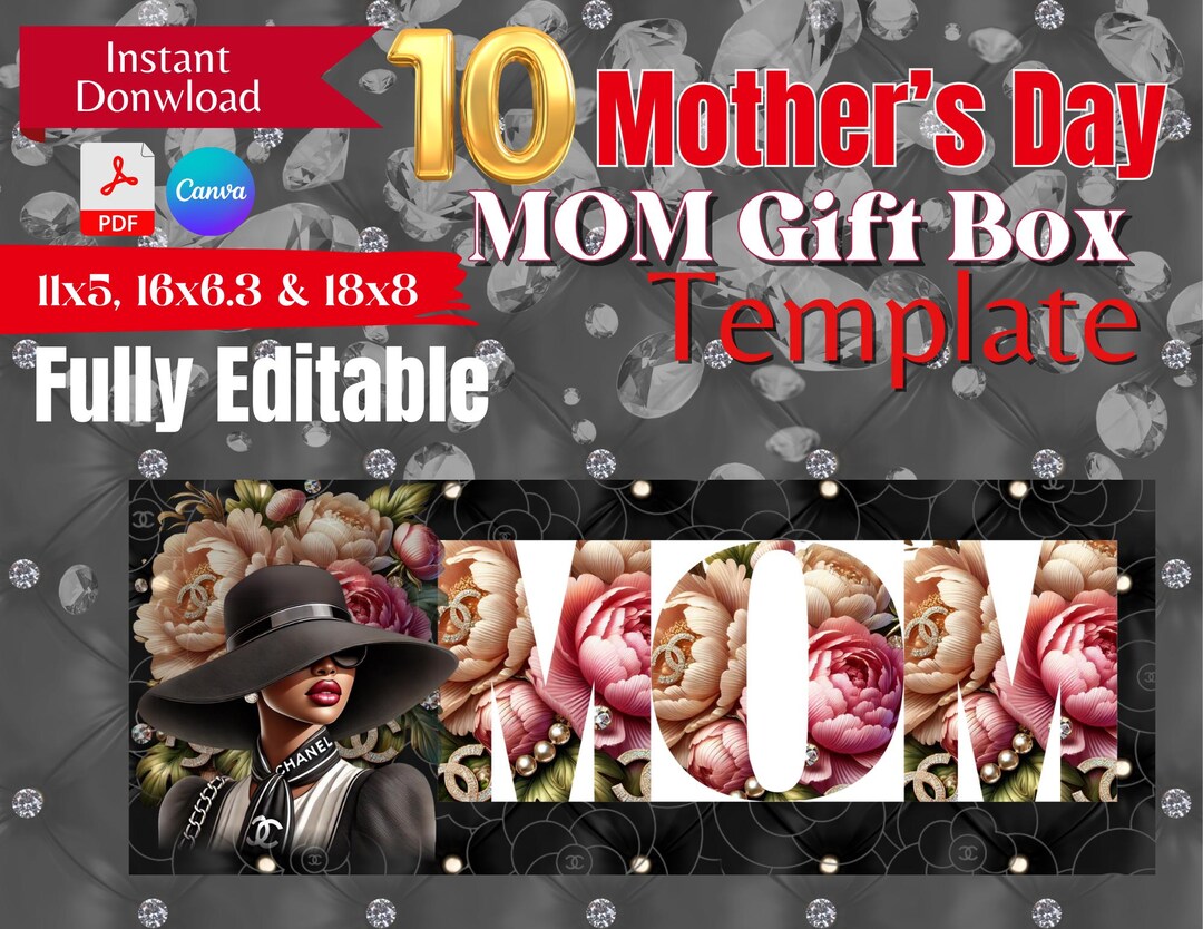 10 Fully Editable Mother's Day MOM Gift Box Template, Foam Board Gift ...