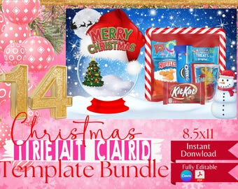 Paquete de 14 plantillas editables para tarjetas navideñas infantiles (11 x 17), plantilla navideña, enlace a Canvas, enlace a PDF, solo archivos digitales.