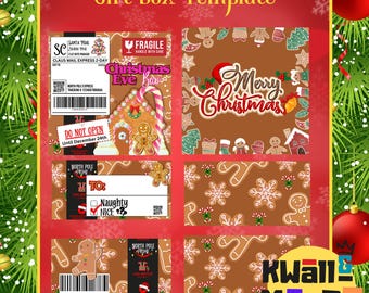 Editable Gingerbread Christmas Gift Box Template, Custom Gift Box, Canvas Link, PDF Link, Digital Files ONLY