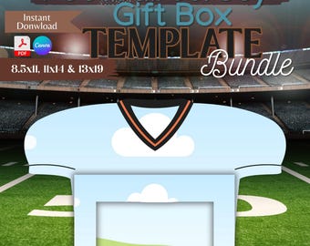 3 sizes Drag N Drop Half Football Jersey Gift Box Template, Drag N Drop, Foam Board Gift Box, Canvas Link,PDF File, Digital File ONLY