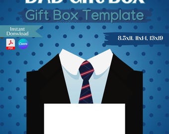 Editable Father's Day Suit & Tie Template, Gift Box, Custom Gift Box, Foam Board Box, Canvas Link, PDF Link, Digital Files ONLY