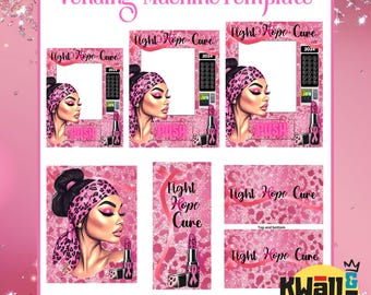Breast Cancer Glitter in Pink Vending Machine Gift Box Template, Custom Gift Box, Foam Board Box, Canvas Link, PDF Link