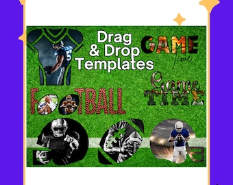 Blank Football Themed Drag N Drop Templates Bundle, Gift Box Template, Custom Gift Template, Custom Template, Canvas Link, PDF Link
