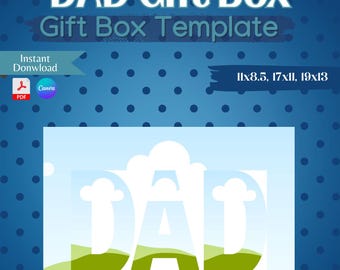 3 sizes Drag N Drop DAD Gift Box Template, Drag N Drop, Foam Board Gift Box, Father's Day Box, Canvas Link,PDF File, Digital File ONLY