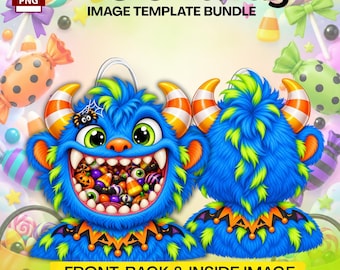 Monster Mouth PVC Gift Bag Image Template Bundle – 12 Halloween PNG Sets